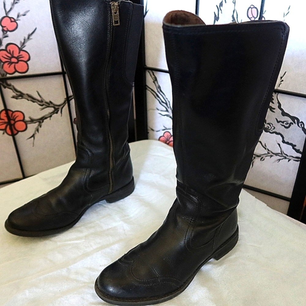 Timberland Tall Zip Up Black Riding Boots Size 6 Women's